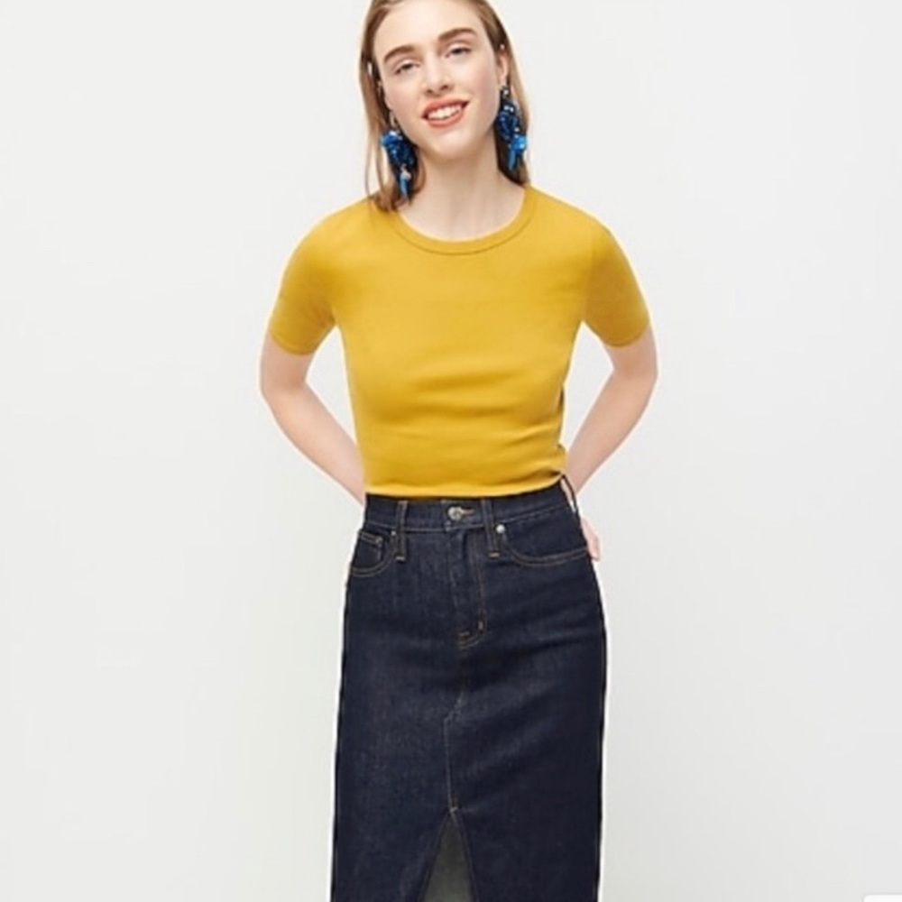 J Crew Perfect Fit T-Shirt Golden Mustard Yellow Casual Slim Short Sleeve Small